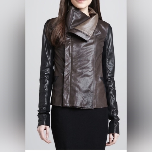 Vince Leather Cross-Front Moto Jacket size large
